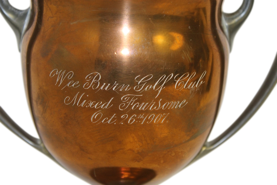 1907 Wee Burn Golf Club Mixed Foursome Reed & Barton Copper Plate Pewter Loving Cup Trophy