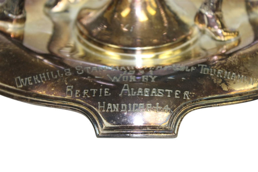 1931 Overhills Staff Handicap Golf Tournament Silver Plated Award Won by Bertie Alabaster
