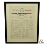 1972 54th PGA Championship at Oakland Hills Hand Signed Player Registration List- 118 Autographs- JSA ALOA