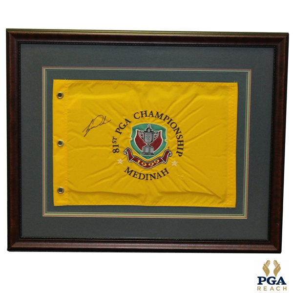 Tiger Woods Signed 1999 PGA Champ at Medinah Pinney Flag-2nd Career Major Win FULL JSA #BB21496