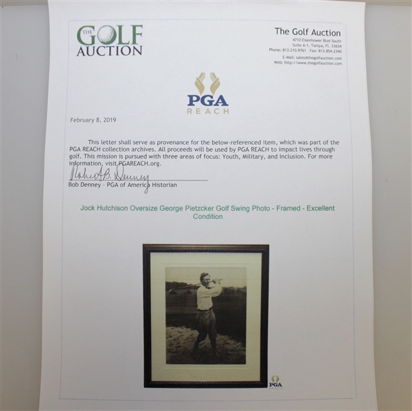 Jock Hutchison Oversize George Pietzcker Golf Swing Photo - Framed - Excellent Condition