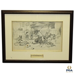 1905 Original Mice at Play Pen And Ink Golf Illustration for PUCK Magazine Signed by J.S. Pughe