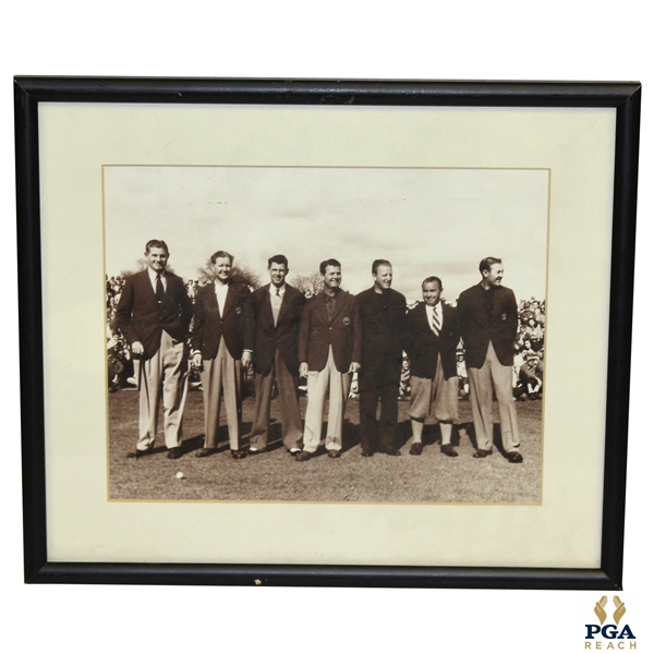 1947 Masters Winners Photo with Smith, Nelson, Picard, Demaret, Wood, Sarazen & Keiser