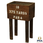 Circa 1900 Sand Tee Box - 18th Hole - Stenciled "375 Yards, Par 4," with Sand