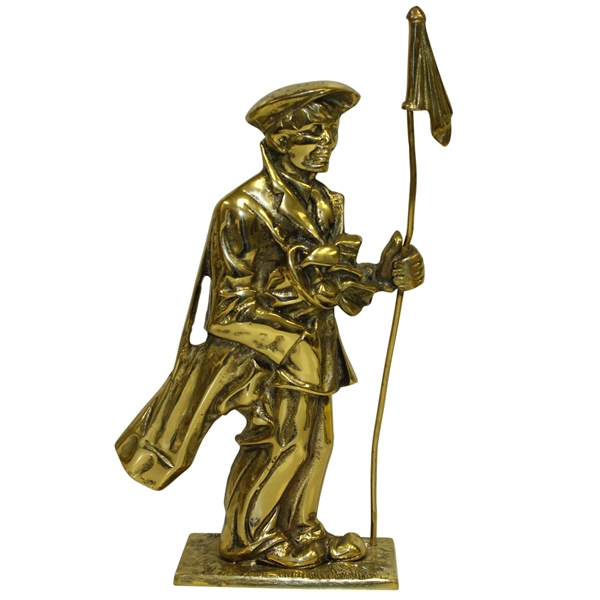 Oversized Solid Brass Caddie with Flagstick & Golf Clubs/Bag Doorstop