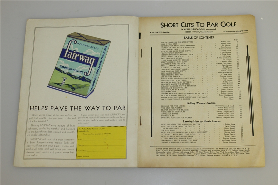 1931 Short Cuts to Par Golf by Jones, Sarazen, Armour, Evans, Cooper, Hagen, & others