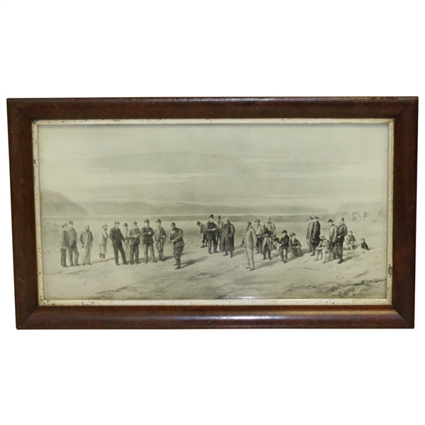 The First Tee at Westward Ho! Replica Print After Major F.P. Hopkins - Framed