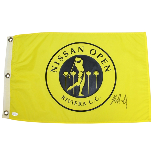 Bubba Watson Signed Nissan Open at Riviera CC Undated Yellow Screen Flag JSA #Q39916
