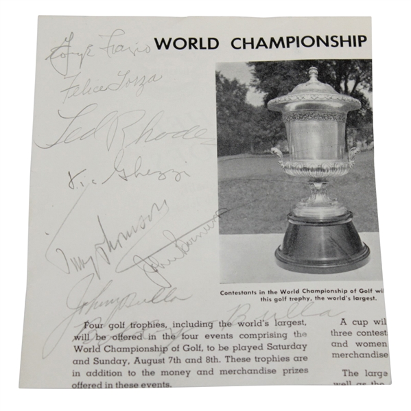 Multi-Signed 'World Championship' Page with Ghezzi, Rhodes, & others JSA ALOA