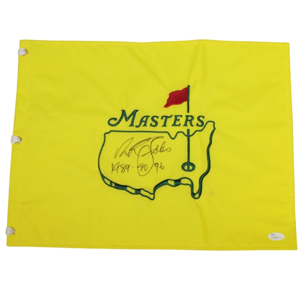 Nick Faldo Signed Undated Masters Embroidered Flag with Won Years JSA #T66092