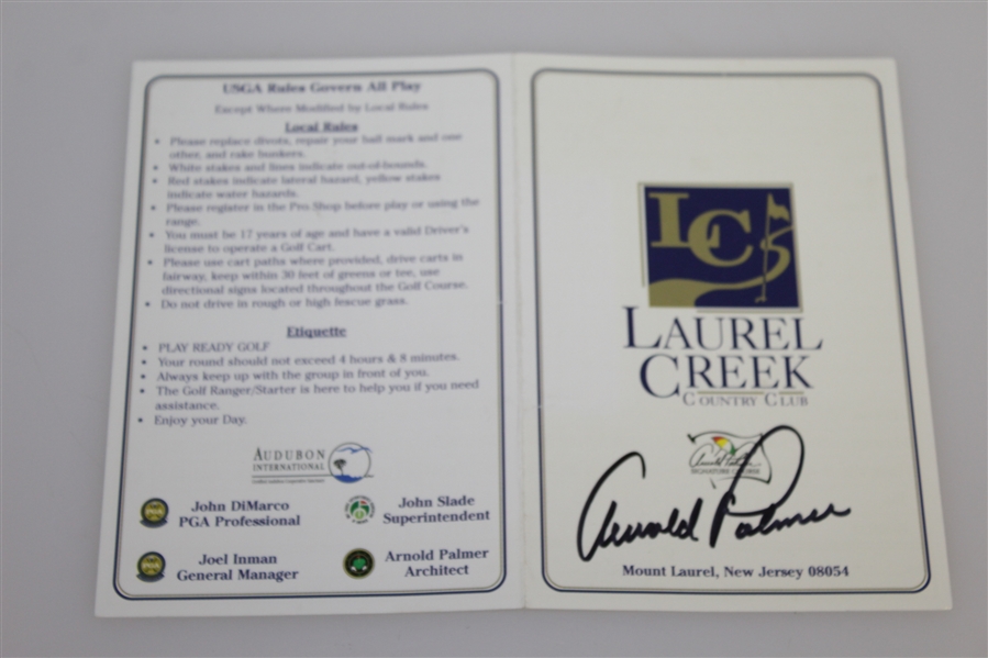 Arnold Palmer Signed Laurel Creek Official Scorecard JSA ALOA