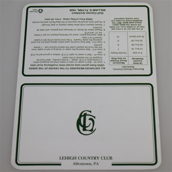 Jordan Spieth Signed Lehigh Country Club Official Scorecard JSA ALOA