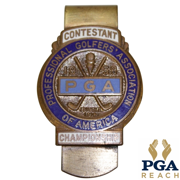 1958 PGA Championship at Llanerch CC Contestant Badge - Dow Finsterwald Winner