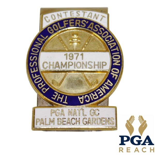 1971 PGA Championship at PGA National GC Contestant Badge - Jack Nicklaus Winner