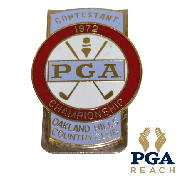 1972 PGA Championship at Oakland Hills CC Contestant Badge - Gary Player Winner