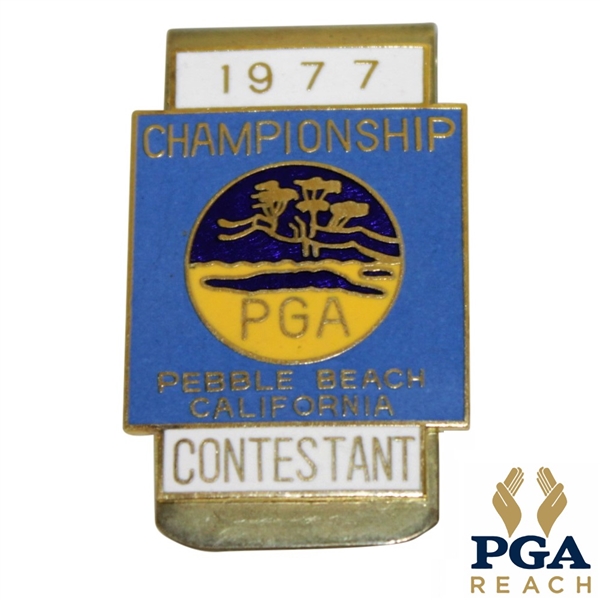 1977 PGA Championship at Pebble Beach Contestant Badge - Lanny Wadkins Winner