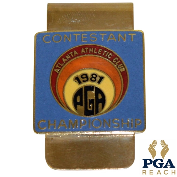 1981 PGA Championship at Atlanta Athletic Club Contestant Badge - Larry Nelson Winner