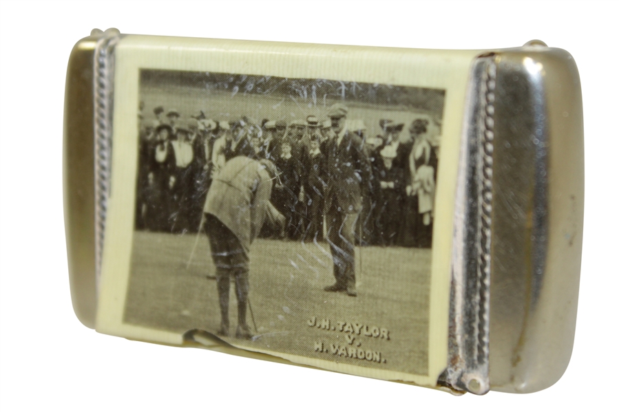 Vintage Match Safe Depicting J. H. Taylor vs Harry Vardon Match