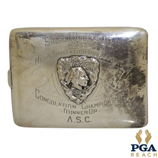 1933 Shenecossett Men's Invitation Tournament Consolation Championship Runner Up Engraved Cigarette Box
