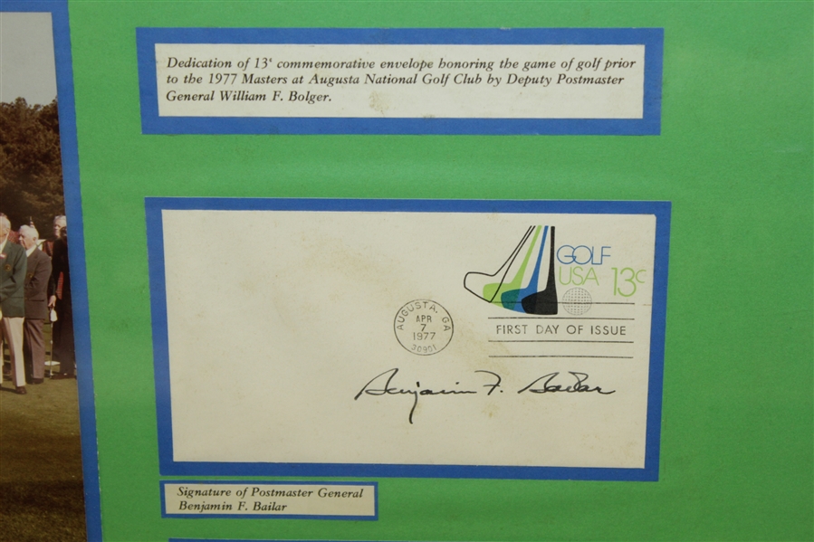 1977 Masters Commemorative Envelope & Proof Design Display Signed by Postmaster General - Framed