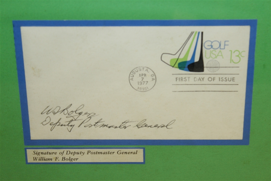 1977 Masters Commemorative Envelope & Proof Design Display Signed by Postmaster General - Framed
