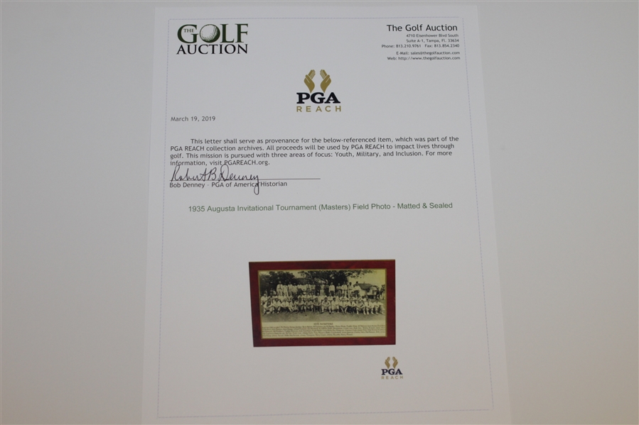 1935 Augusta Invitational Tournament (Masters) Field Photo - Matted & Sealed
