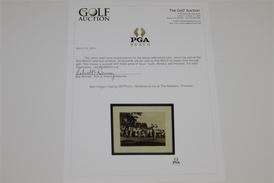 Ben Hogan Teeing Off Photo - Believed to be at The Masters - Framed