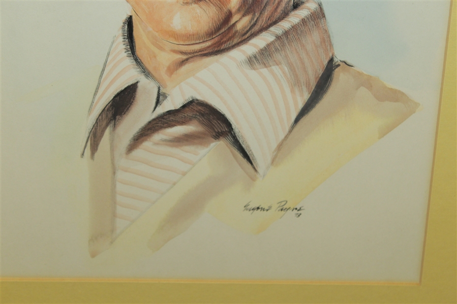 Sam Snead Ink & Pastel Portrait Signed by Artist Eugene Payne '73 - Framed