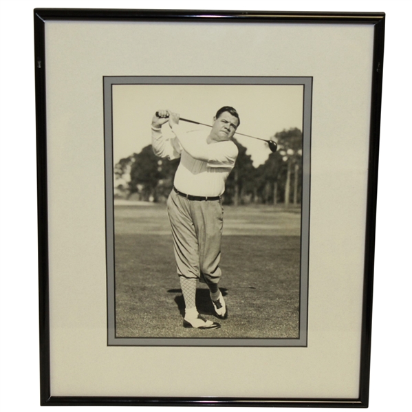 Babe Ruth Sultan of Swat Original 1/9/1936 Wire Photo at the Pasadena Country Club - Framed