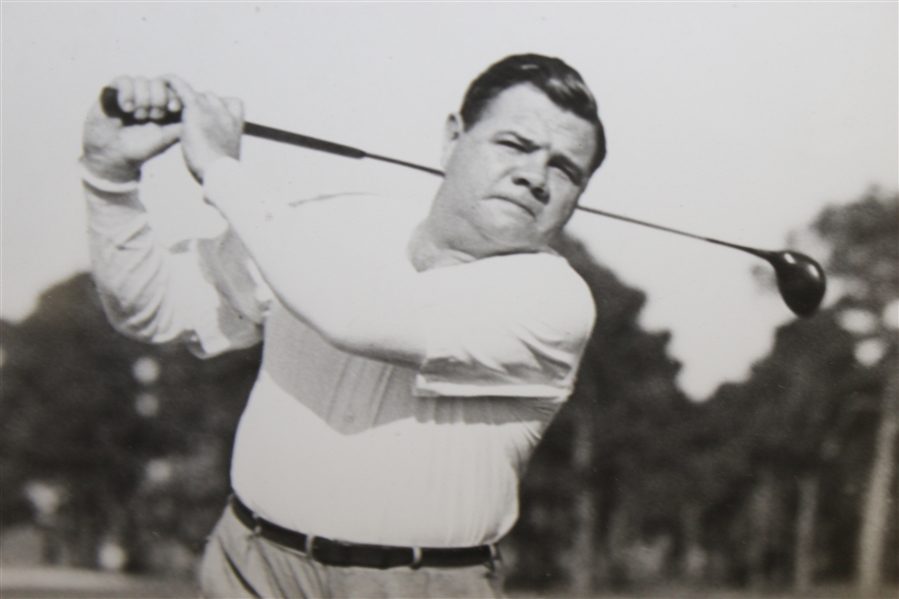 Babe Ruth Sultan of Swat Original 1/9/1936 Wire Photo at the Pasadena Country Club - Framed