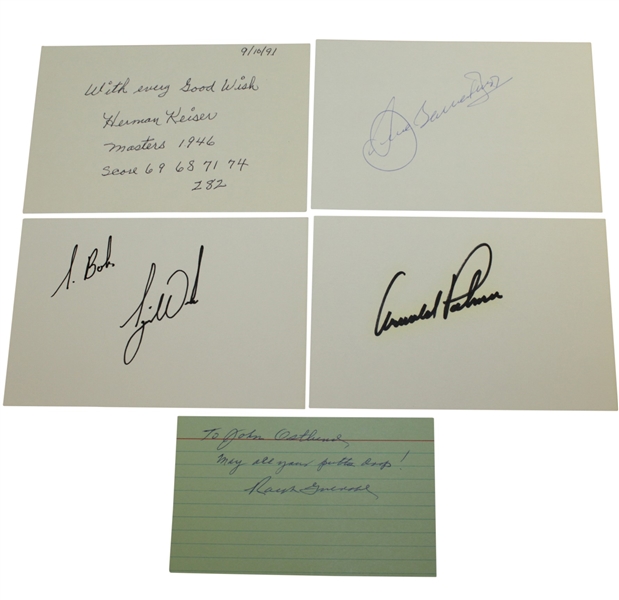 Masters Champions Autographs - 37 Dif. Signatures - 1935-2002- Demaret, Craig Wood, Tiger, & More JSA ALOA