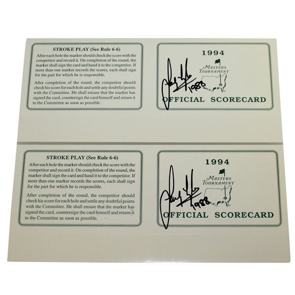 Two 1994 Masters Official Scorecards Signed by 1988 Champ Sandy Lyle JSA ALOA