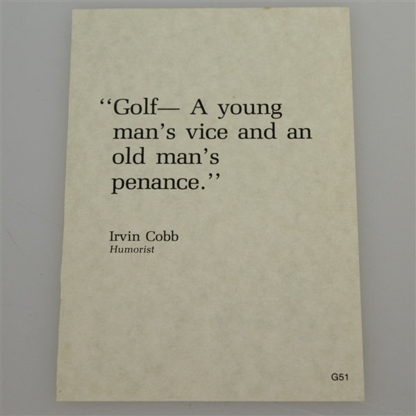 Gary Player Signed Quote Card Humorous at the Masters JSA ALOA