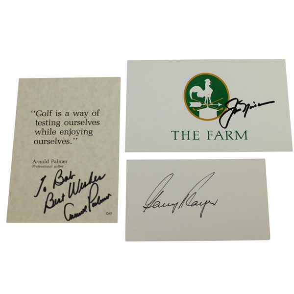 'Big Three' Individually Signed Cards - Arnold Palmer, Jack Nicklaus, & Gary Player JSA ALOA