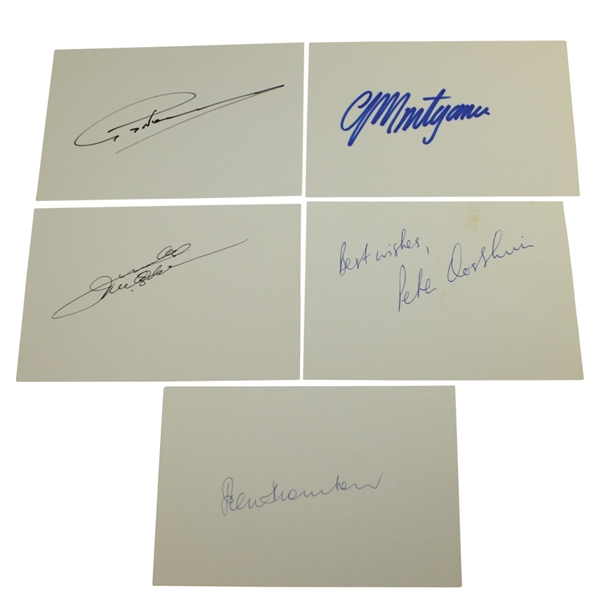Five International Stars Signed Cards - Norman, Monty, Oosterhuis, Ozaki & Thomson JSA ALOA