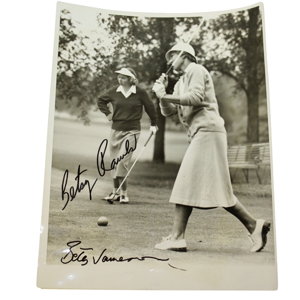 Hall of Famers Betsy Rawls & Betty Jameson Signed 1952 Western Open Wire Photo JSA ALOA