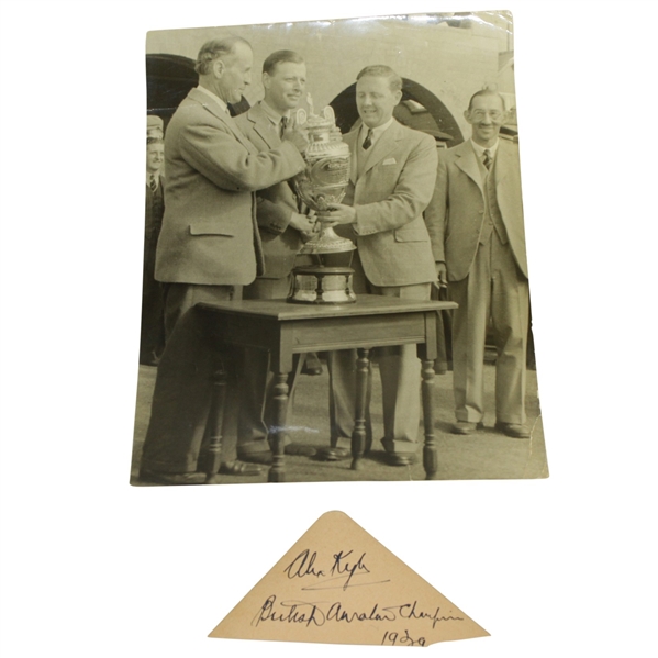 Alex Kyle 1939 British Am. Champ Signed Cut with Trophy Presentation Photo JSA ALOA