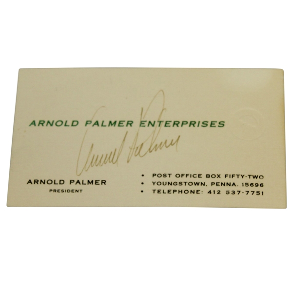 Arnold Palmer Signed Arnold Palmer Enterprises Business Card - President JSA ALOA