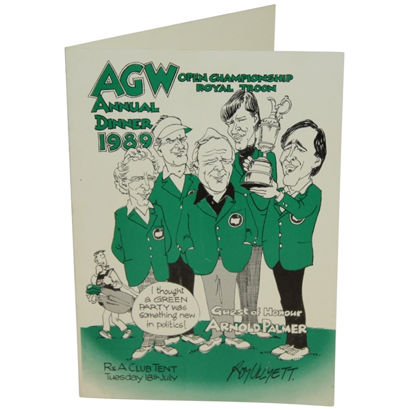 Arnold Palmer Signed 1989 AGW Dinner Program with Green Jackets - R&A JSA ALOA