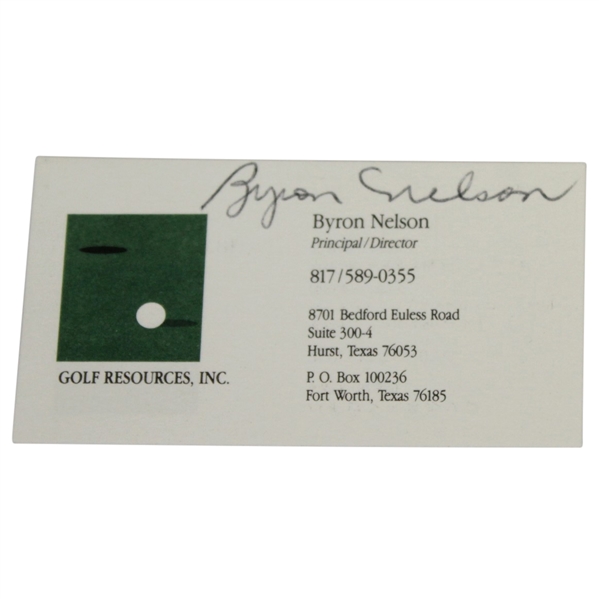 Byron Nelson Signed Business Card - Principal/Director Golf Resources, Inc. JSA ALOA