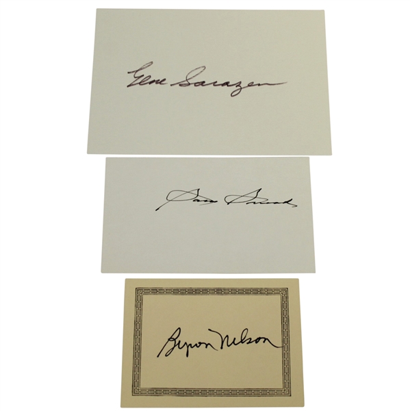 Sam Snead, Byron Nelson, & Gene Sarazen Signed Cards/Album Pages JSA ALOA