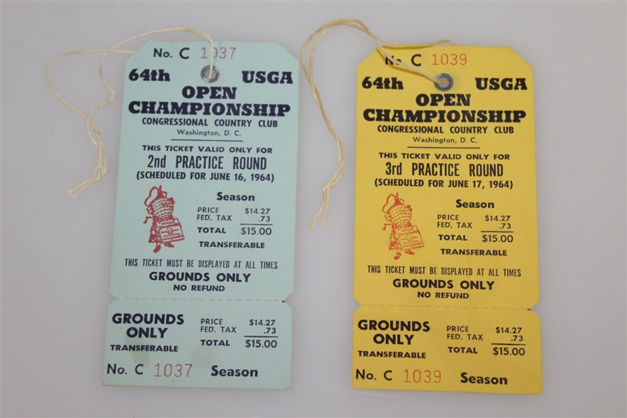 US Open Ticket/Badge Lot - 1964, 1966, 1969-1970, 1975, 1976, 1978, 1976, 1980, & 1984 