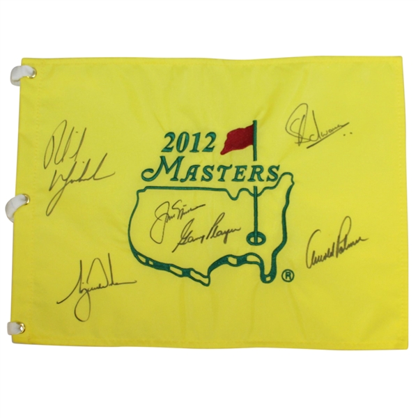 2012 Masters Dinner Champs Flag Signed by Big Three Plus Woods & Mickelson JSA FULL #Z46751