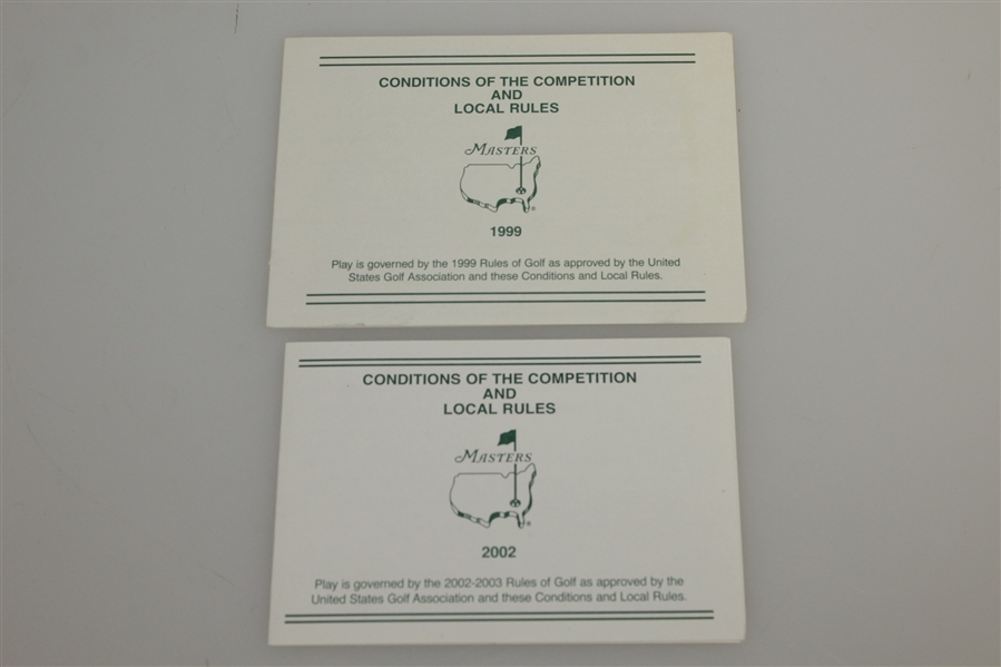 1999 & 2002 Masters USGA Rules & Conditions of the Competition and Local Rules Cards
