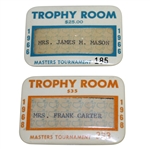 1966 & 1968 Masters Tournament Trophy Room Badges #185 & 233