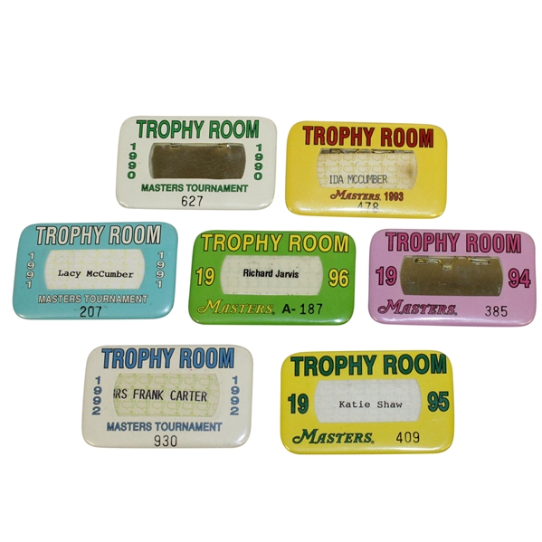 Seven Masters Tournament Trophy Room Badges - 1990-1996