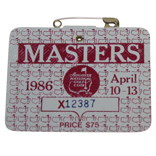 1986 Masters Tournament Series Badge #X12387 - Jack Nicklaus' Record 6th Green Jacket