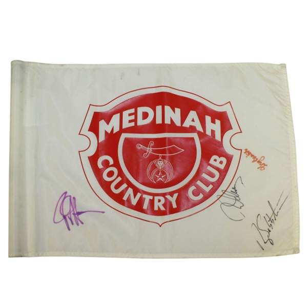 Multi-Signed Medinah Country Club Course Flown Red/White Screen Flag JSA ALOA