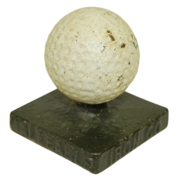 Cast Iron Golf Ball on Tee Desk Weight - 'Eastern Malleable Iron. Co. Naugatuck' Stamped