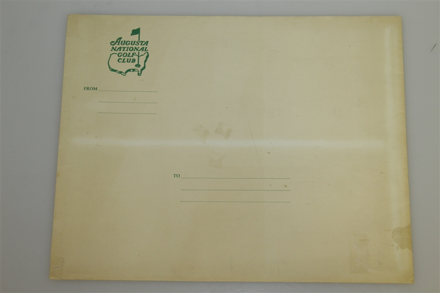 Three Oversize Card Stock Photos of Holes 7, 14, & 18 in Original Augusta National Envelope